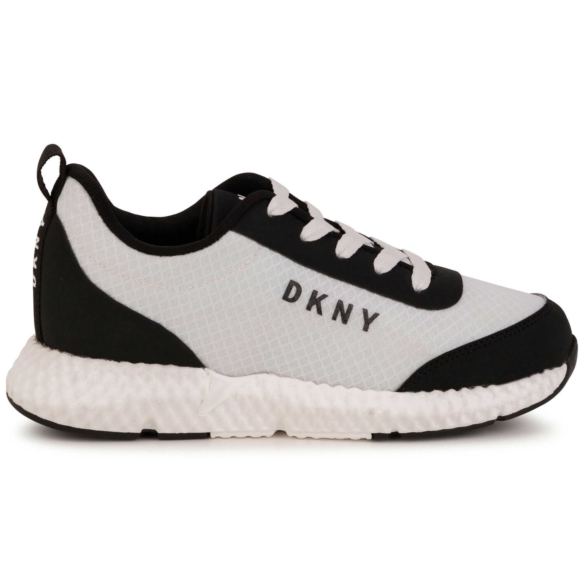 DKNY White Black Logo Trainers Junior Couture USA