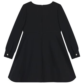 Girls Black Diamante Bow Dress