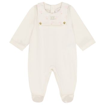 Baby Girls Ivory Logo Babygrow