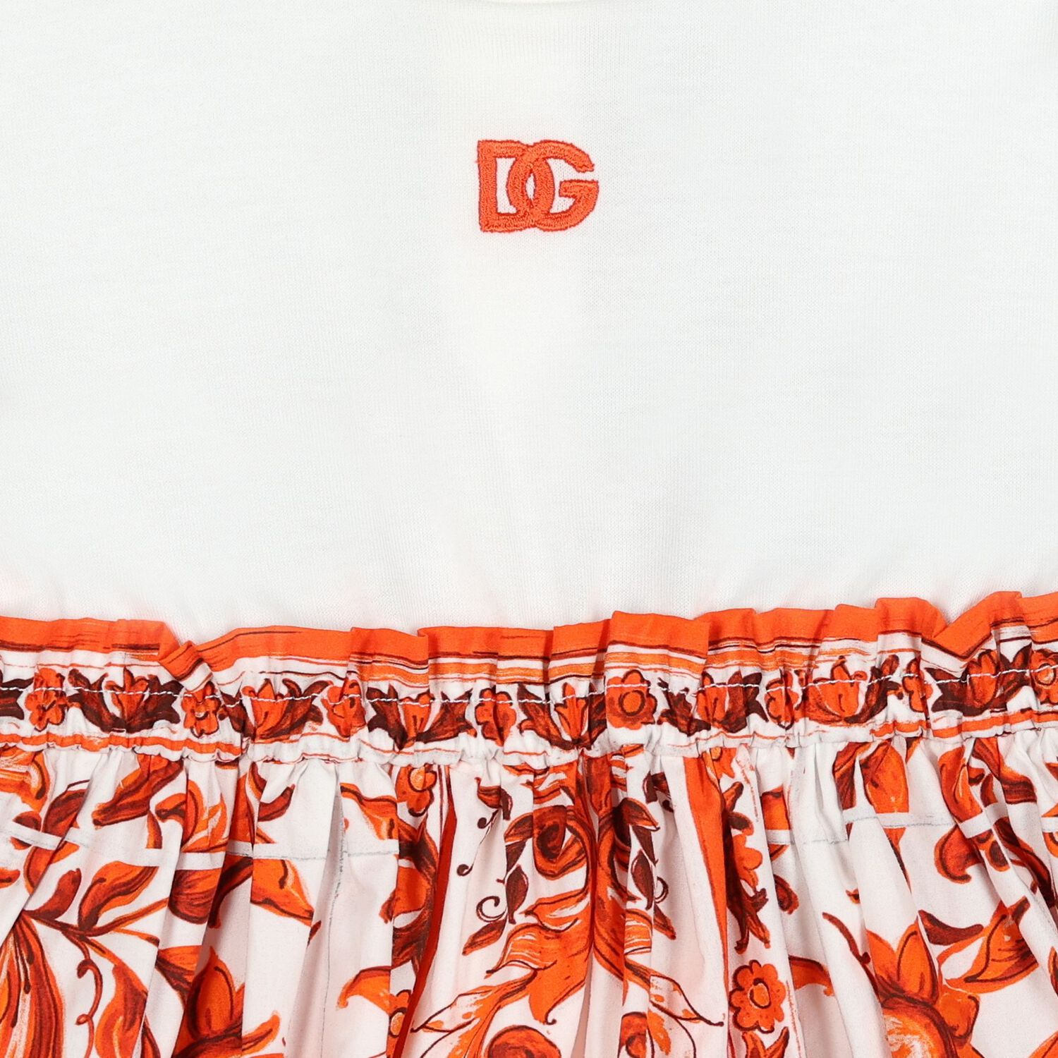 Girls White & Orange Majolica Dress, 1, hi-res