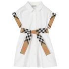 Baby Girls White Check Dress, 1, hi-res