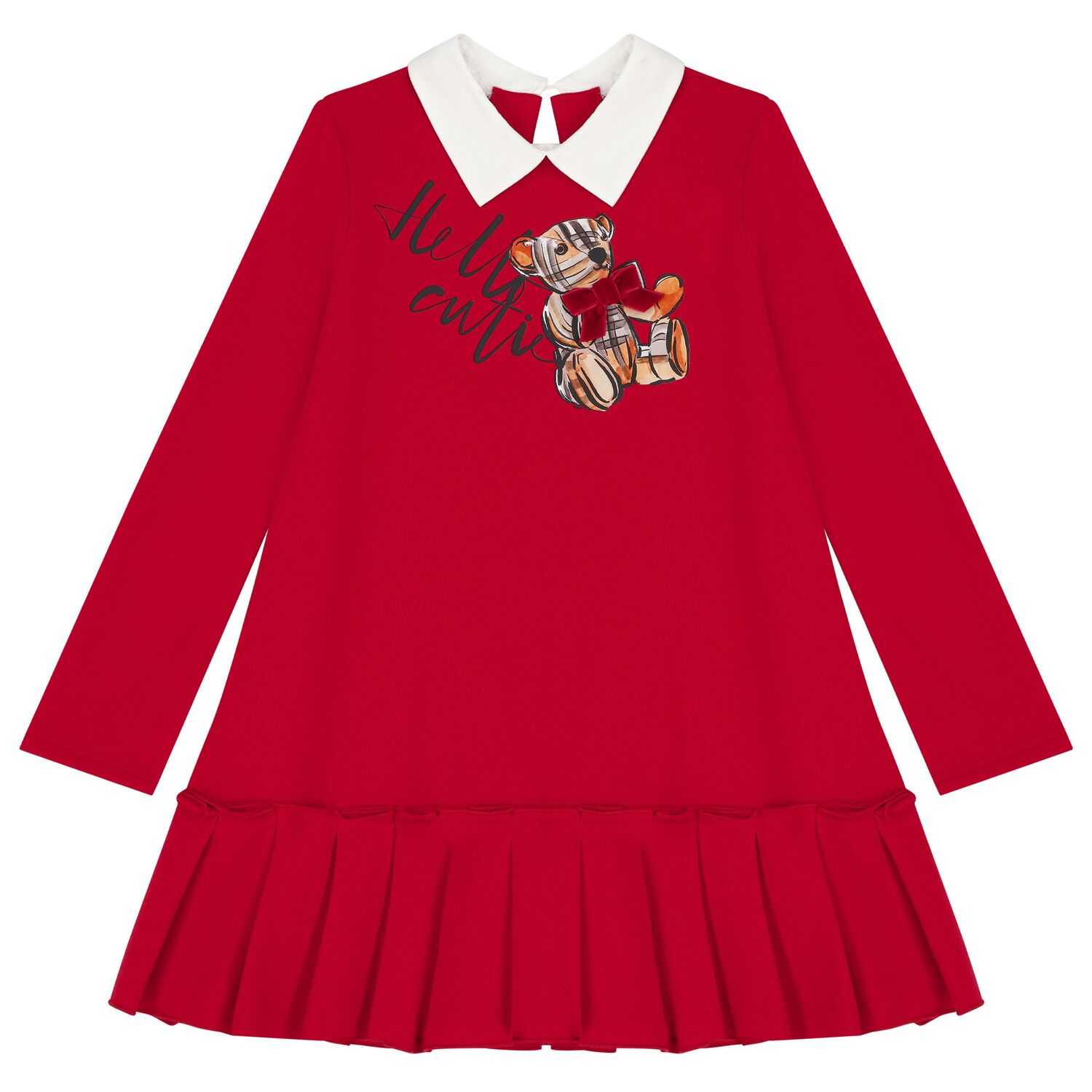 Girls Red Teddy Bear Dress, 1, hi-res image number null