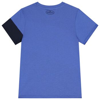 Boys Navy Blue, White & Blue Logo T-Shirt