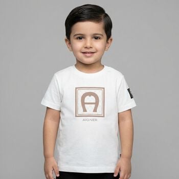 Younger Boys White Logo T-Shirt
