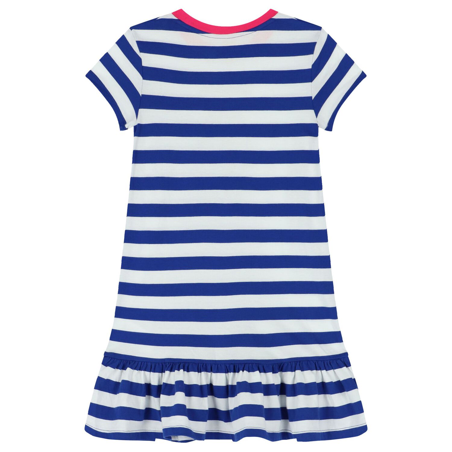 Girls White & Blue Striped Polo Bear Dress, 1, hi-res