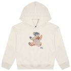 Girls Ivory Patchwork Bear Hooded Top, 1, hi-res