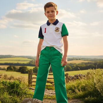 Boys Green Logo Jeans