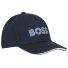 Boys Navy Blue Logo Cap, 1, hi-res