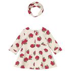 Baby Girls Beige Apple Dress Set, 2, hi-res