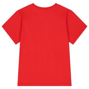 Girls Red Teddy Bear Logo T-Shirt