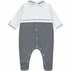 Baby Boys White & Navy Babygrow, 1, hi-res