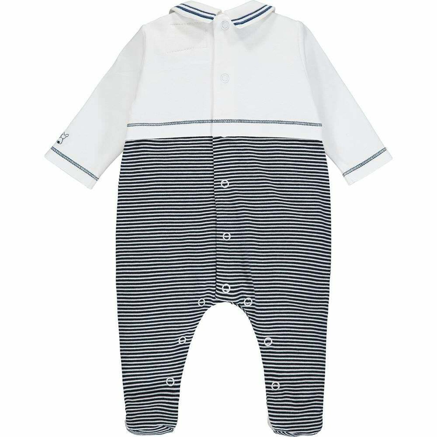 Baby Boys White & Navy Babygrow, 1, hi-res image number null