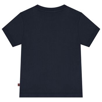 Younger Boys Navy Blue & Gold Logo T-Shirt