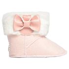 Baby Girls Pink Bow & Faux Fur Boots, 1, hi-res