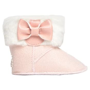 Baby Girls Pink Bow & Faux Fur Boots