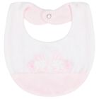 Baby Girls White & Pink Rabbit Bib, 2, hi-res
