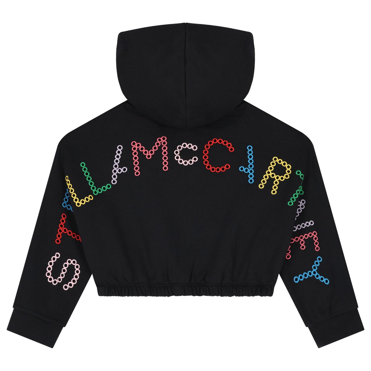 Girls Black Logo Hooded Zip Up Top, 1, hi-res