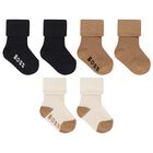 Baby Boys Beige & Black Logo Socks ( 3-Pack ) , 1, hi-res