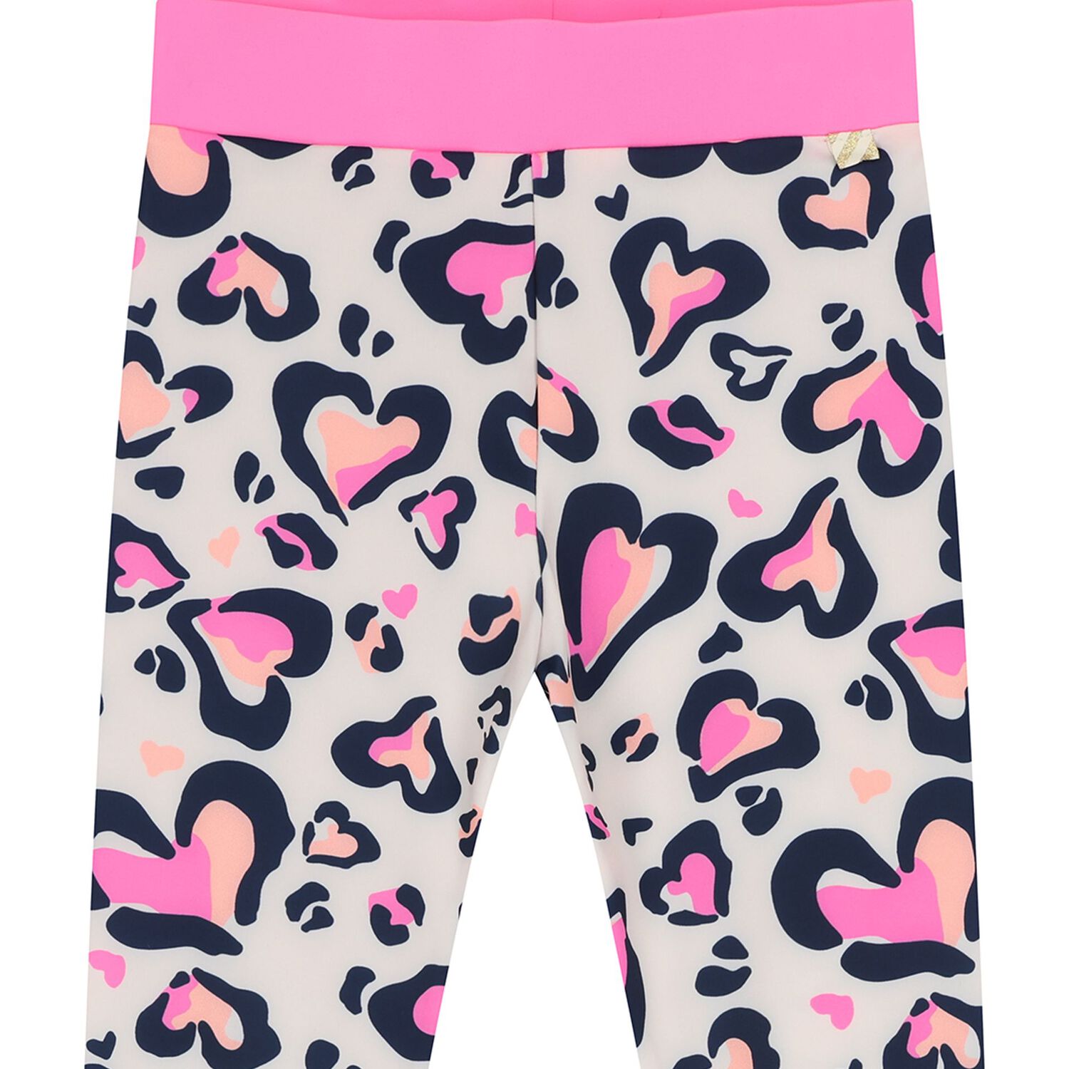 Girls Pink Leopard Hearts Leggings, 1, hi-res