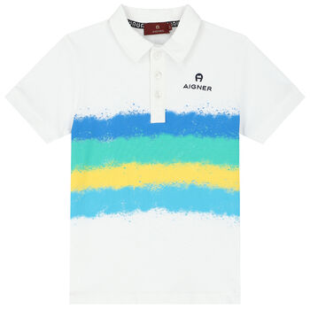 Boys White Logo Polo Shirt