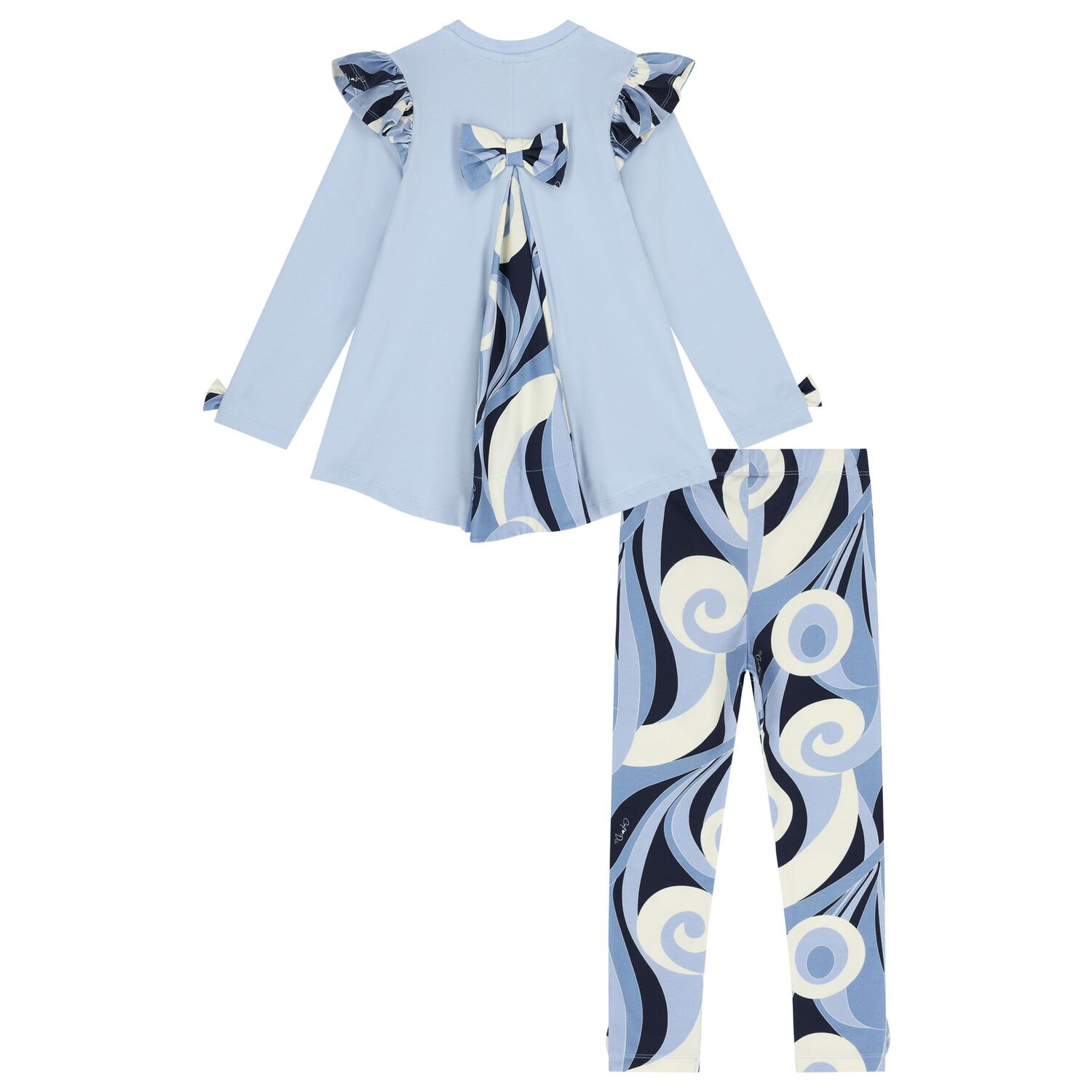 Girls Blue Logo Swirl Leggings Set, 1, hi-res