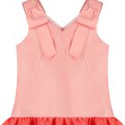 Girls Coral Satin Dress, 1, hi-res