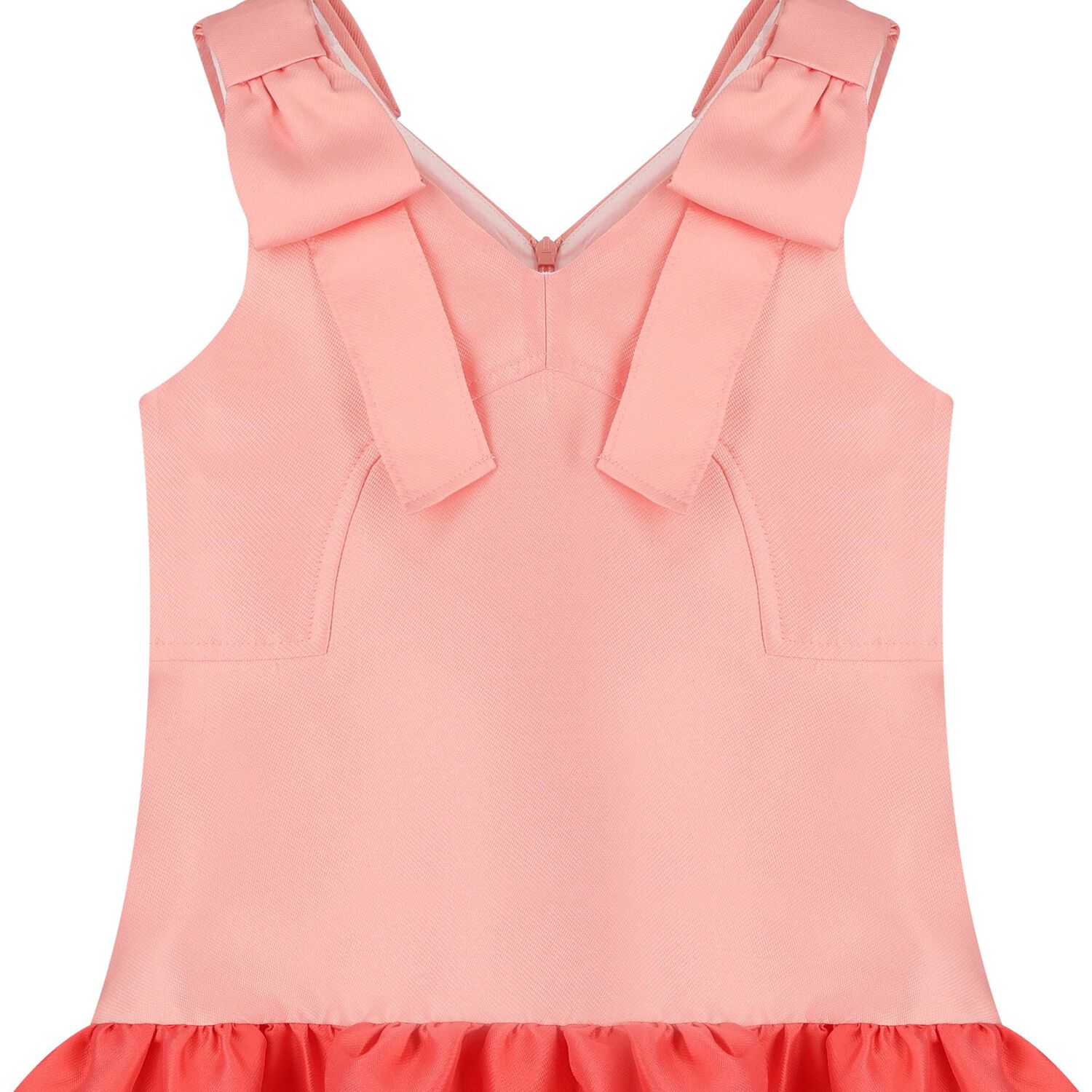 Girls Coral Satin Dress, 1, hi-res