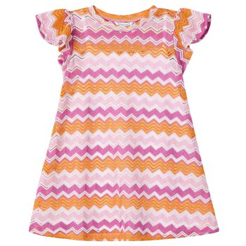 Girls Pink, Purple & Orange Knitted Zigzag Dress
