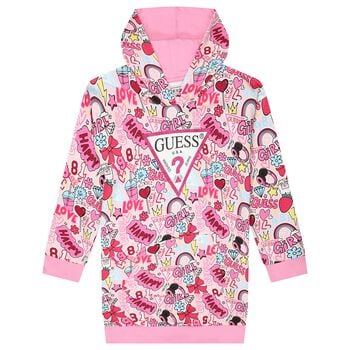 Girls Pink Logo Hooded Dress