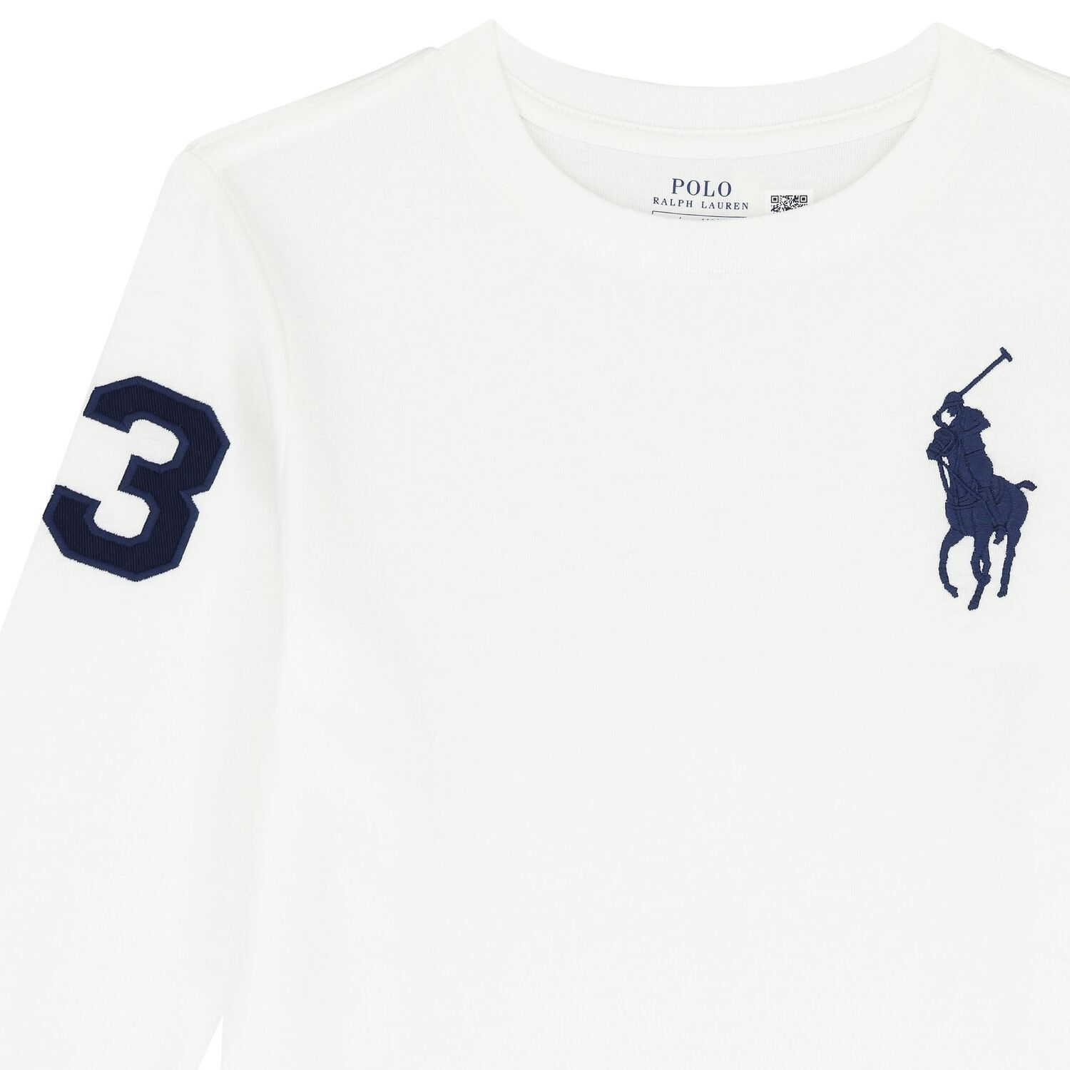Boys White Logo Long Sleeve Top, 1, hi-res image number null