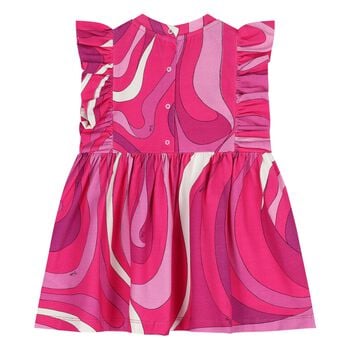 Younger Girls Pink Ruffled Iride Dress