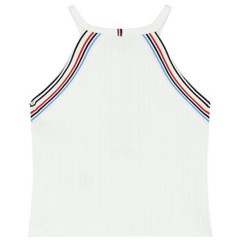 Girls White Logo Sleeveless Top