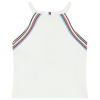 Girls White Logo Sleeveless Top