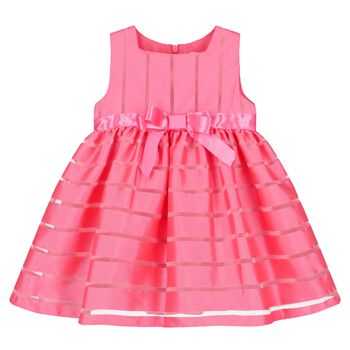 Younger Girls Pink Satin & Organza Dress