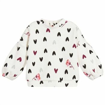 Younger Girls White Printed Sweatshirt
