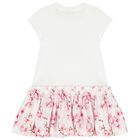 Girls White & Pink Cherry Blossom Dress, 1, hi-res