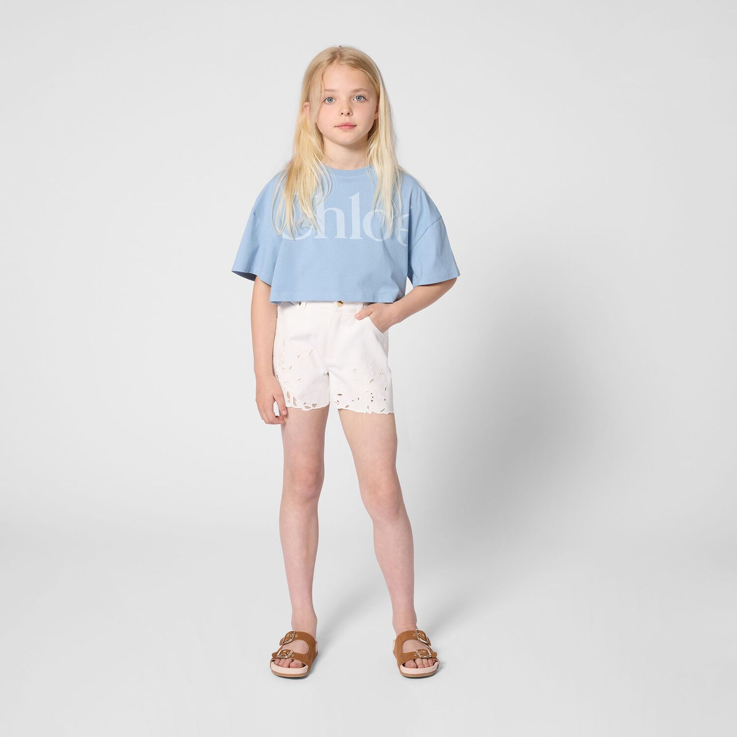Girls Mini Me Blue Logo T-Shirt, 1, hi-res