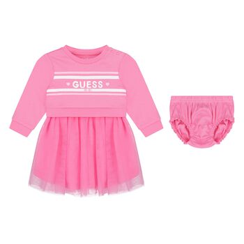 Baby Girls Pink Logo Tulle Dress Set