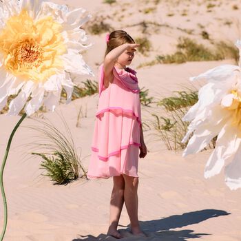 Girls Pink Tiered Chiffon Dress
