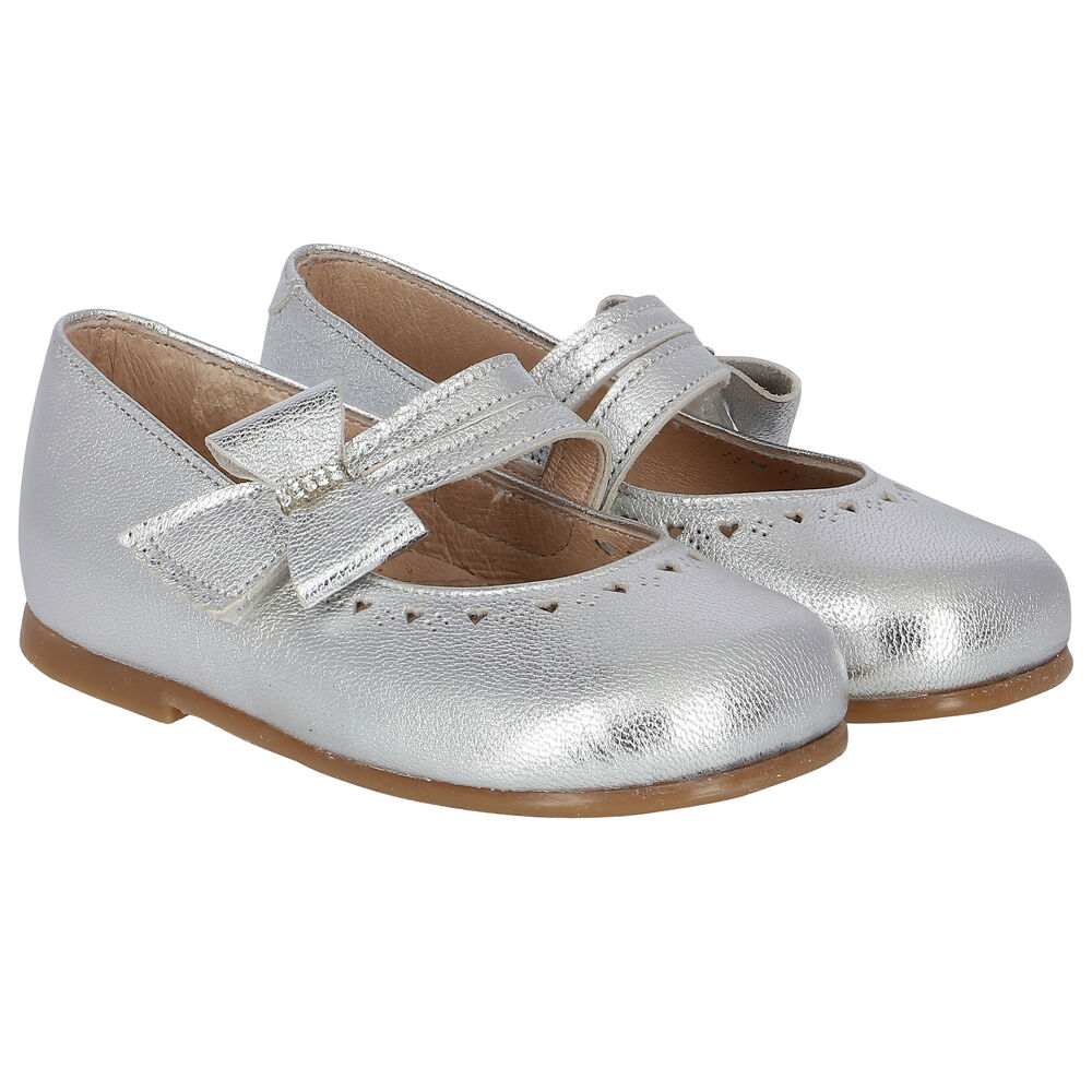 Early Days Baby Girls Silver Embellished Bow Shoes | Junior Couture