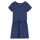 Girls Navy Logo Dress, 2, hi-res