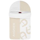 مدس  بالشعار باللون الأبيض البيج, 1, hi-res