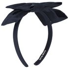 Girls Navy Blue Bow Headband, 2, hi-res