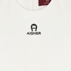 Younger Girls Ivory & Black Logo Dress , 1, hi-res