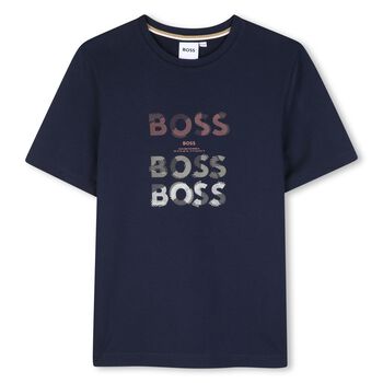 Boys Navy Blue Logo T-Shirt