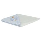 Baby Boys White & Blue Teddy Bear Hooded Towel, 1, hi-res