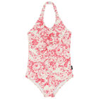 Girls Ivory & Pink Floral Swimsuit, 1, hi-res