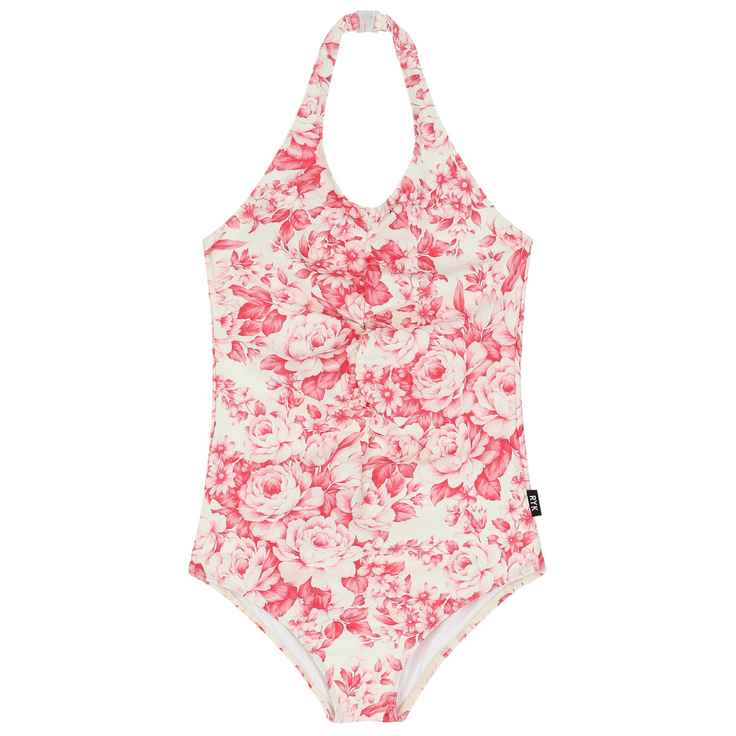 Girls Ivory & Pink Floral Swimsuit, 1, hi-res image number null
