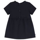 Baby Girls Navy Blue Logo Dress, 1, hi-res
