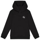 Boys Black Logo Hooded Top, 1, hi-res